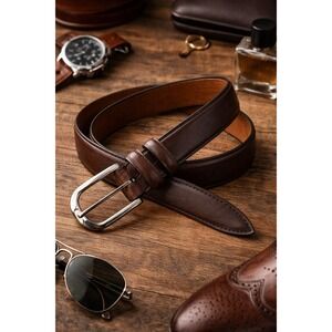 Remo Tulliani Brown Genuine Italian Leather Dress Belt - USA - Men Size 38